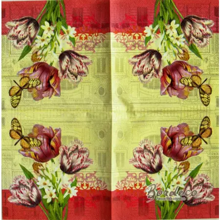 Serwetka do decoupage bukiet kwiatów z tulipanami 25x25 PPD Unikat