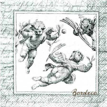 Serwetka do decoupage cherubinki, amorki w ramce 25x25 PPD Unikat