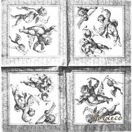 Serwetka do decoupage cherubinki, amorki  w ramce 25x25 PPD Unikat