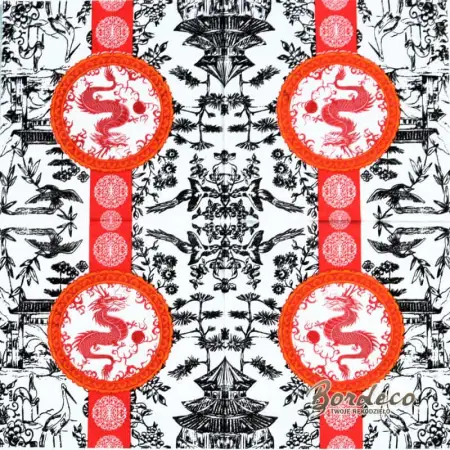 Serwetka do decoupage chiński czerwony smok 33x33 PPD Unikat