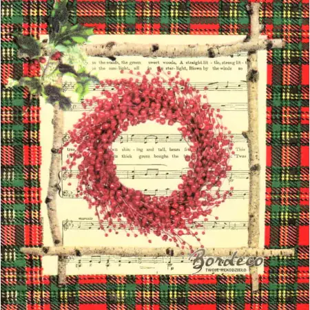 Serwetka do decoupage zielona choinka i czerwony wianek 25x25 PPD Unikat