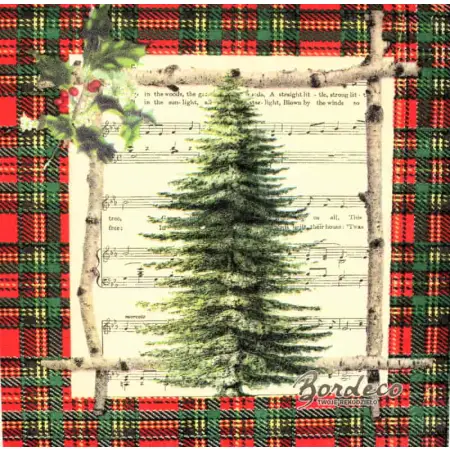 Serwetka do decoupage zielona choinka i czerwony wianek 25x25 PPD Unikat