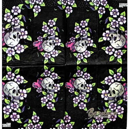 Serwetka do decoupage czaszka z kwiatami 21x21 PPD Unika