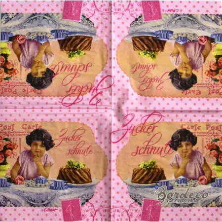 Serwetka do decoupage dziewczynka słodziak vintage 25x25 PPD Unikat