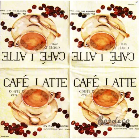 Serwetka do decoupage filiżanka kawy Latte 25x25 PPD Unikat