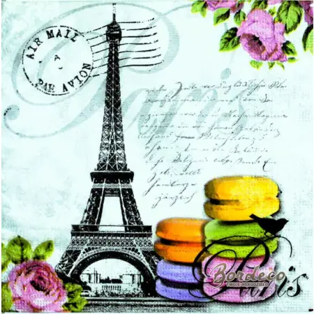 Serwetka do decoupage francuskie makaroniki 25x25 PPD Unikat