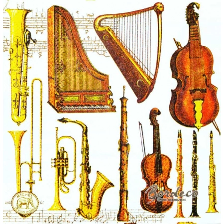 Serwetka do decoupage instrumenty muzyczne 25x25 PPD
