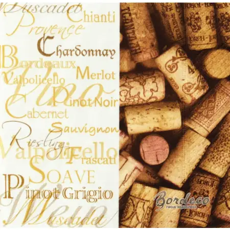 Serwetka do decoupage korki do butelek z winem 33x33 PPD Unikat