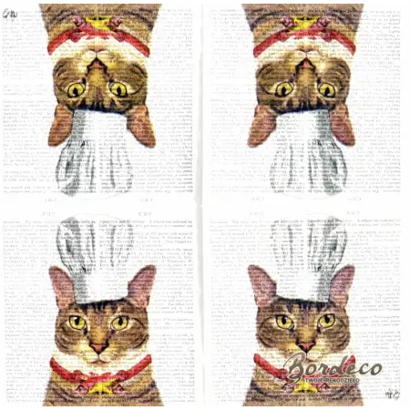 Serwetka do decoupage w stylu retro z kotem kucharzem 25x25 PPD Unikat
