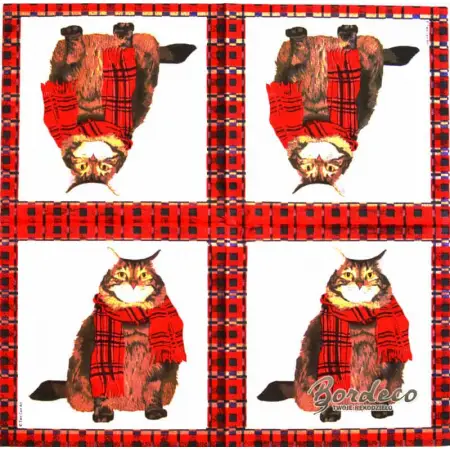 Serwetka do decoupage kot w czerwonym szaliku 25x25 PPD Unikat
