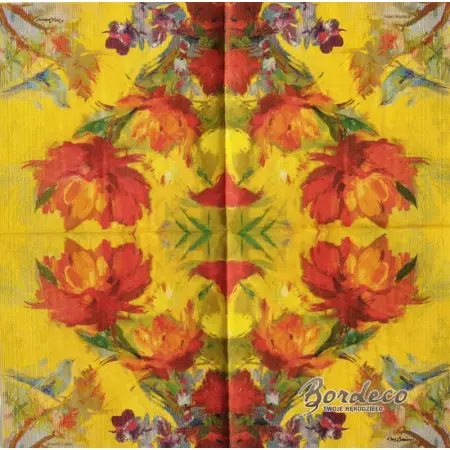 Serwetka do decoupage kwiaty malowane 33x33 PPD Unikat