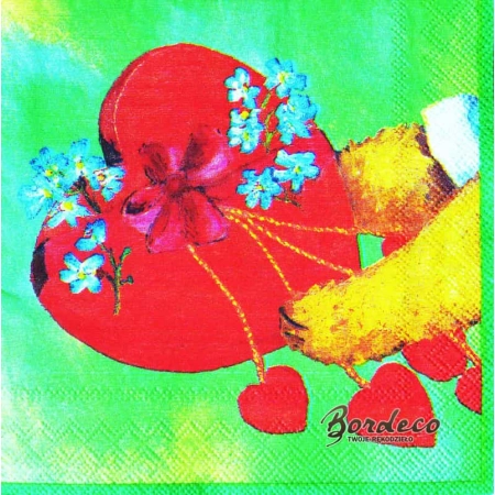 Serwetka do decoupage miś z serduszkiem 25x25 PPD Unikat