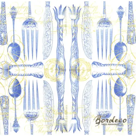 Serwetka do decoupage sztućce niebieskie 33x33 PPD Unikat