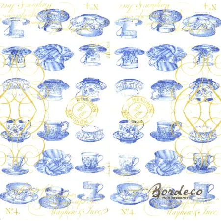 Serwetka do decoupage filiżanki niebieskie 33x33 PPD Unikat