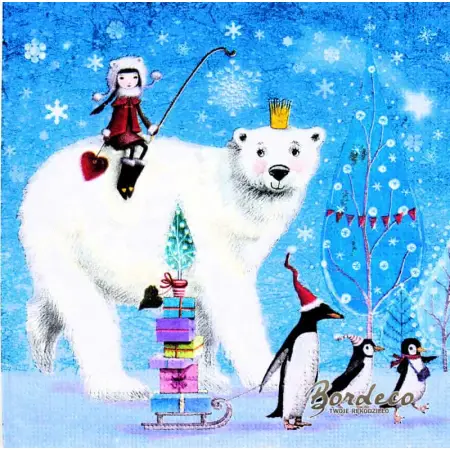 Serwetka do decoupage niedźwiedź i pingwiny 33x33 PPD Unikat