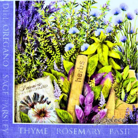 Serwetka do decoupage ziołowy ogród, zioła 33x33 PPD Unikat