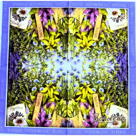 Serwetka do decoupage ziołowy ogród, zioła 33x33 PPD Unikat