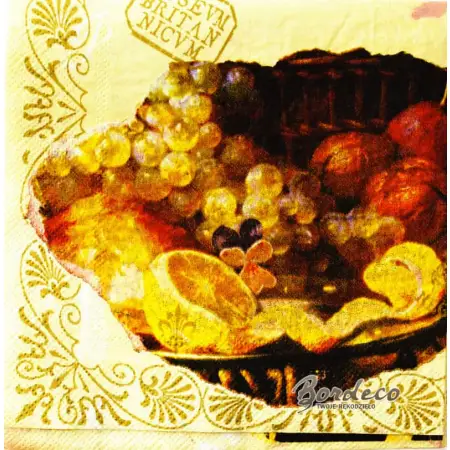 Serwetka do decoupage owoce, oliwki i kwiat 33x33 PPD Unikat