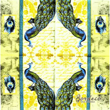 Serwetka do decoupage paw, pawie pióro 25x25 PPD Unikat