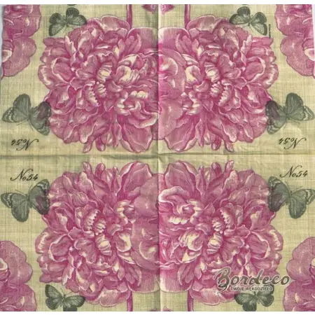 Serwetka do decoupage duża różowa peonia 33x33 PPD Unikat