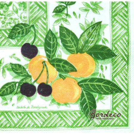 Serwetka do decoupage pomarańcze i wiśnie 25x25 PPD Unikat