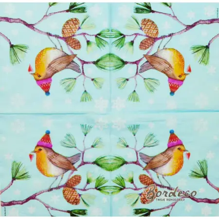 Serwetka do decoupage ptaszek w czapce 33x33 PPD Unikat