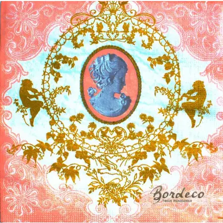 Serwetka do decoupage różowa kamea 33x33 PPD Unikat