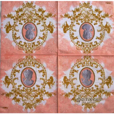 Serwetka do decoupage różowa kamea 33x33 PPD Unikat