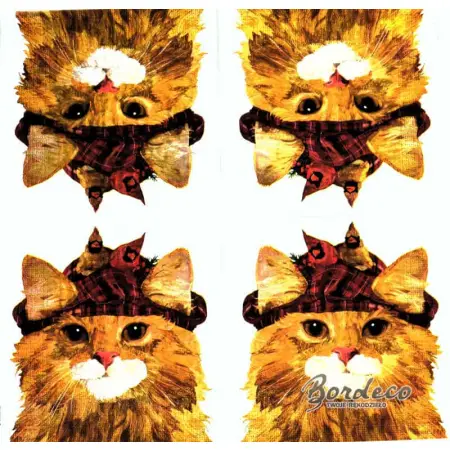 Serwetka do decoupage rudy kot w czapce 33x33 PPD Unikat