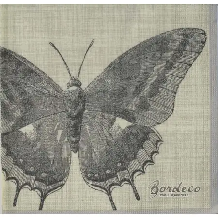 Serwetka do decoupage firmy PPD z motywem ołówkowego szkicu motyla 33x33.