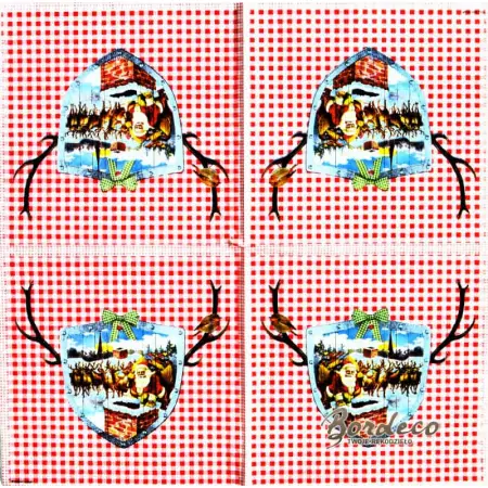 Serwetka do decoupage Mikołaj z reniferami przy kominie 33x33 PPD Unikat