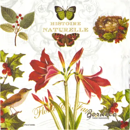 Serwetka do decoupage flora i fauna świąt 33x33 PPD Unikat