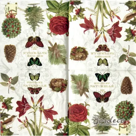 Serwetka do decoupage flora i fauna świąt 33x33 PPD Unikat