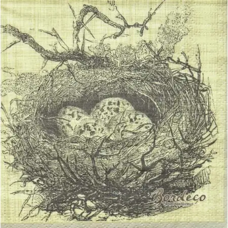 Serwetka do decoupage szkic ptasiego gniazda 25x25 PPD Unikat