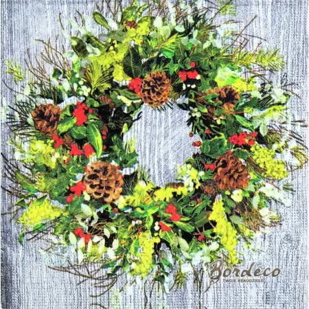 Serwetka do decoupage wianek bożonarodzeniowy 33x33 PPD Unikat