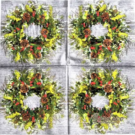 Serwetka do decoupage wianek bożonarodzeniowy 33x33 PPD Unikat