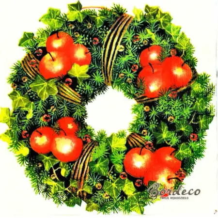 Serwetka do decoupage wianek z czerwonymi jabłkami 33x33 PPD Unikat