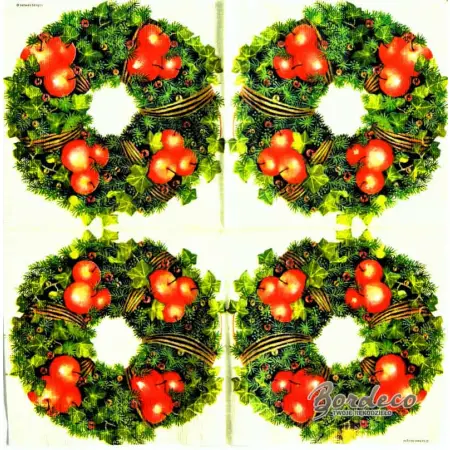Serwetka do decoupage wianek z czerwonymi jabłkami 33x33 PPD Unikat