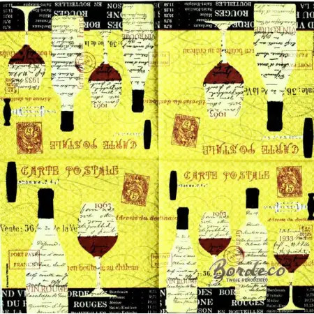Serwetka do decoupage wino, butelka, kieliszek 25x25 PPD Unikat