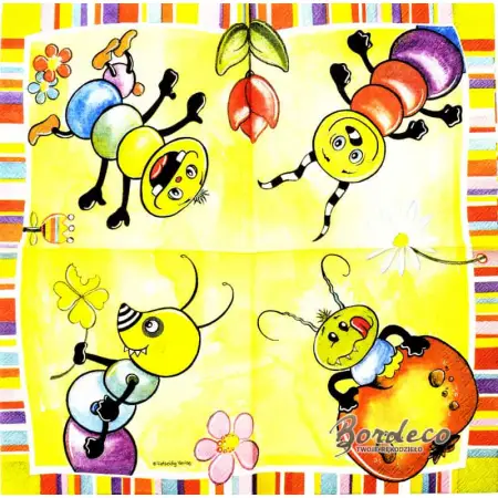 Serwetka do decoupage zadowolony robak, gąsienica 25x25 PPD Unikat