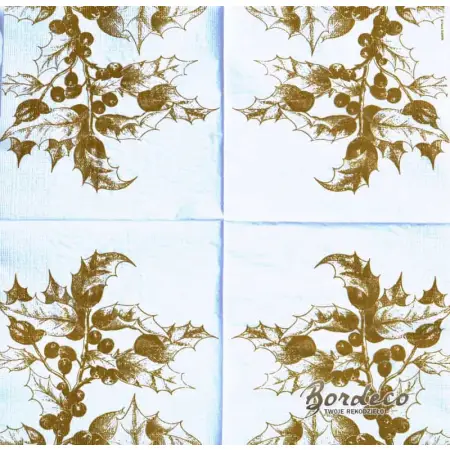 Serwetka do decoupage złoty ostrokrzew 33x33 PPD Unikat