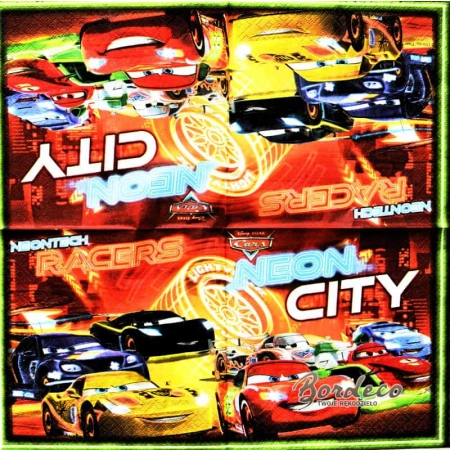Serwetka do decoupage kreskówka Auta Neon City 33x33 PROCOS Unikat