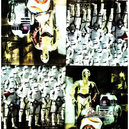 Serwetka do decoupage STAR WARS, żołnierze szturmowcy, C-3PO, R2-D2, 33x33 PROCOS Unikat