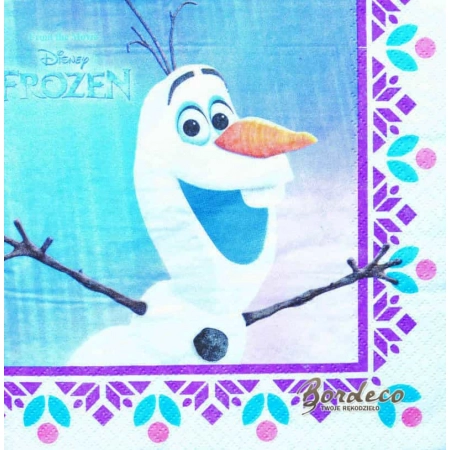 Serwetka do decoupage Kraina Lodu, Frozen, bałwanek Olaf, Elza, Anna 33x33 PROCOS