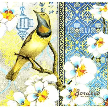 Serwetka do decoupage ptaszek i bratki 25x25 PUNCH, Unikat