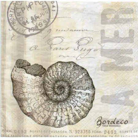 Serwetka do decoupage La mer, skorupa ślimaka, vintage 33x33 Paper+Design Unikat