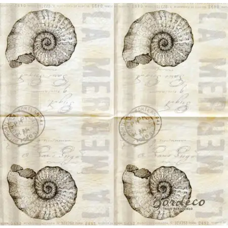 Serwetka do decoupage La mer, skorupa ślimaka, vintage 33x33 Paper+Design Unikat