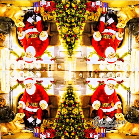 Serwetka do decoupage Mikołaj w fotelu głaszcze psa Paper+Design Unikat