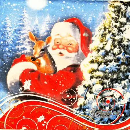 Serwetka do decoupage Mikołaj tuli sarenkę Paper+Design Unikat