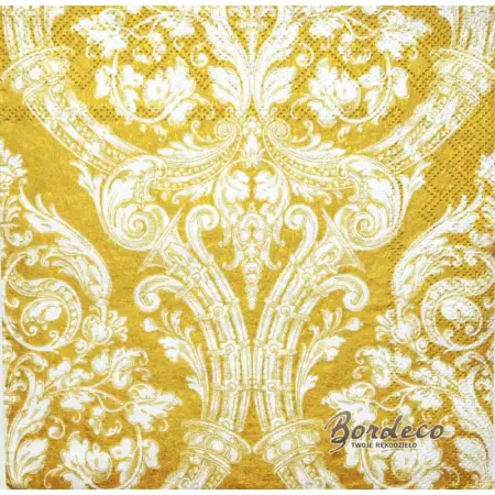 Serwetka do decoupage biały ornament na złotym tle 33x33 Paper+Design Unikat
